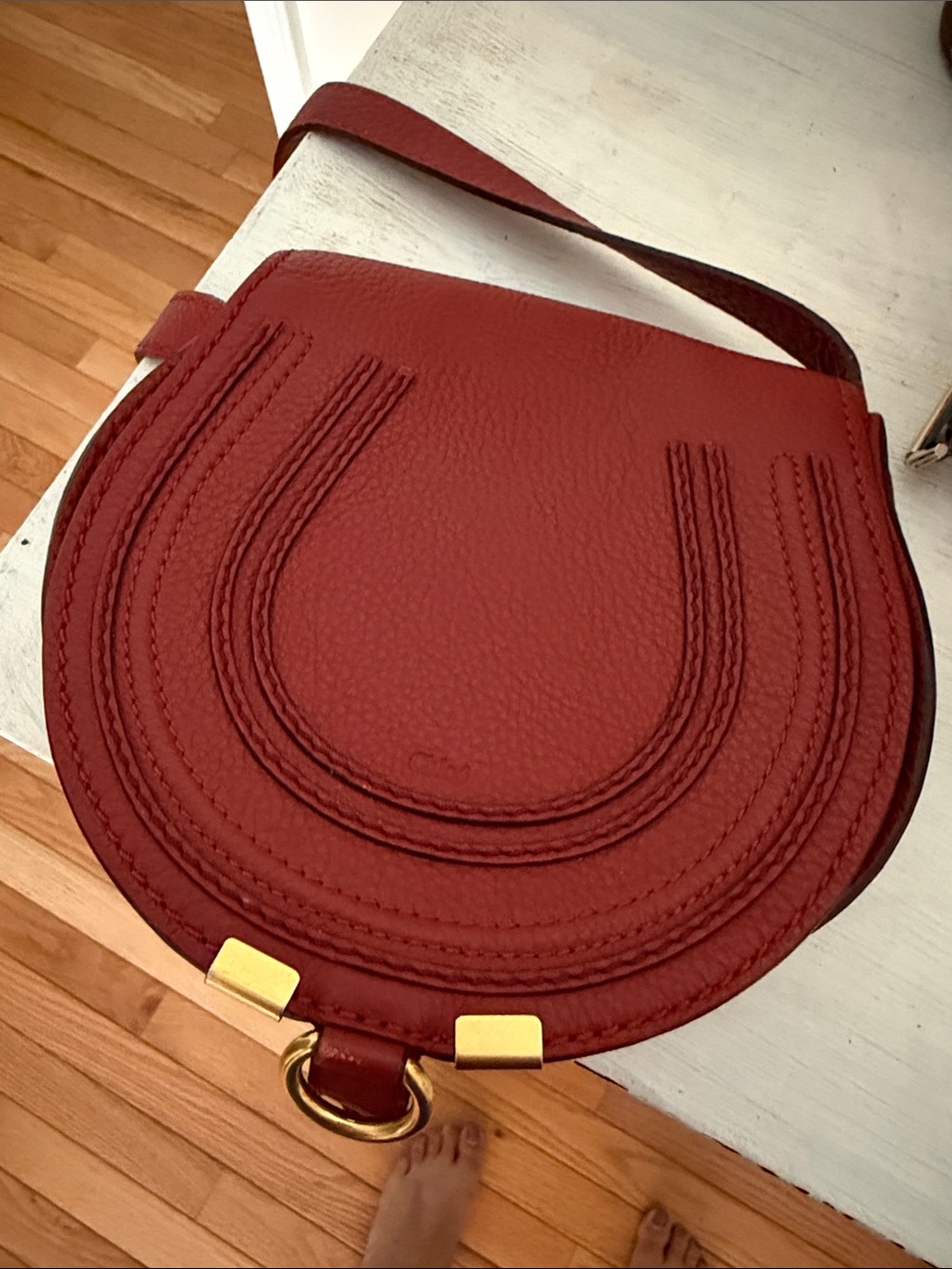 Chloe Red Leather Saddle Crossbody Bag